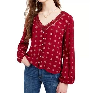 Hippie Rose Wild Berry Tile Jr Blouse NWT